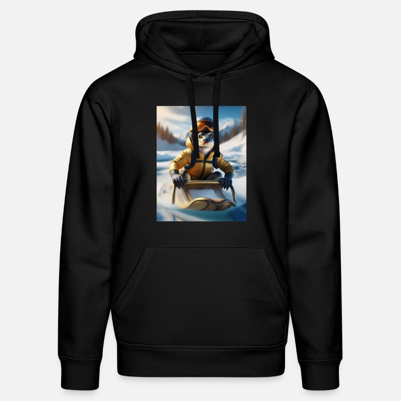 Eine Echse bei einer Schlittenfahrt - Stanley/Stella Unisex Bio-Hoodie DRUMMER - Schwarz