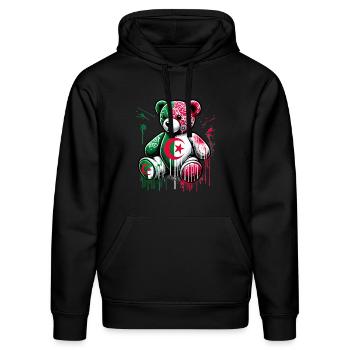 Teddybär Dz Kunst - Stanley/Stella Unisex Bio-Hoodie DRUMMER  - Schwarz - Vorne - Marisol (170cm) & Nik (191cm)