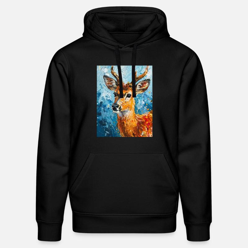 Image de cerf - Sweat à capuche bio DRUMMER Stanley/Stella Unisexe - noir