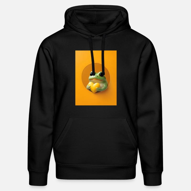 Frosch Herz niedlich Geschenk - Stanley/Stella Unisex Bio-Hoodie DRUMMER - Schwarz
