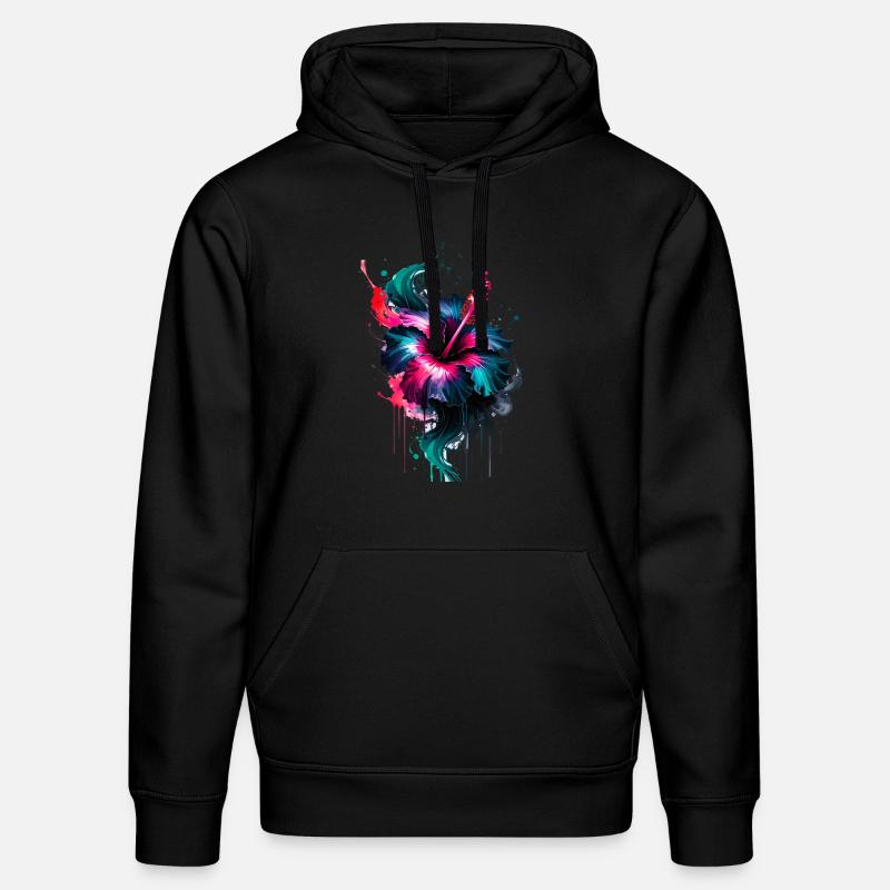 encre,hibiscus,illustration,peinture,graffiti,fleur - Sweat à capuche bio DRUMMER Stanley/Stella Unisexe - noir