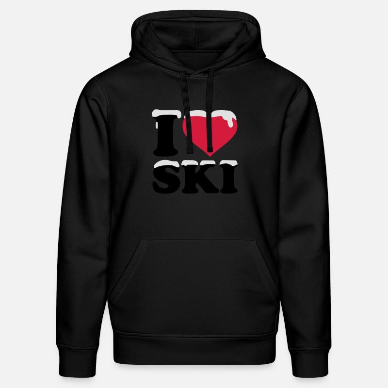 I love Ski - Sweat à capuche bio DRUMMER Stanley/Stella Unisexe - noir
