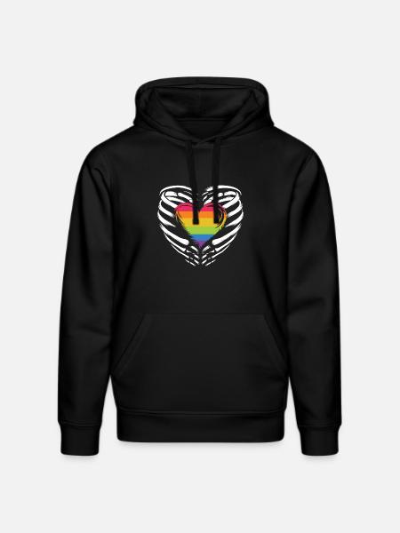 LGBTQ Pride Month - Rainbow Heart - Stanley/Stella DRUMMER Unisex Organic Hoodie - black