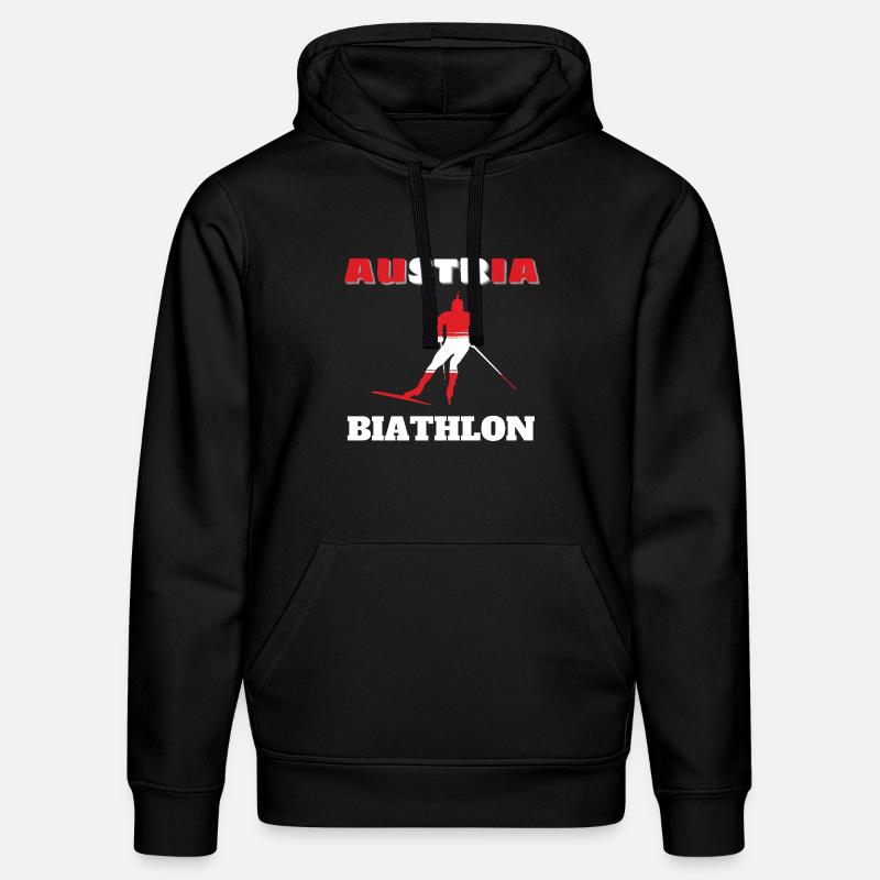 Silhouette Biathlète Rouge Blanc Autriche - Sweat à capuche bio DRUMMER Stanley/Stella Unisexe - noir