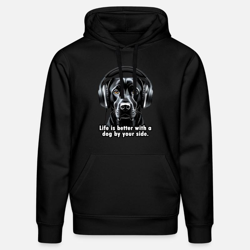 Drôle noir Chien Citations - Sweat à capuche bio DRUMMER Stanley/Stella Unisexe - noir