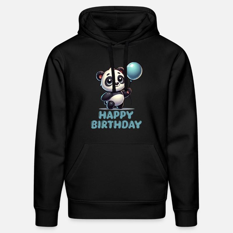 panda comic ballon birthday - Stanley/Stella Unisex Bio-Hoodie DRUMMER  - Schwarz