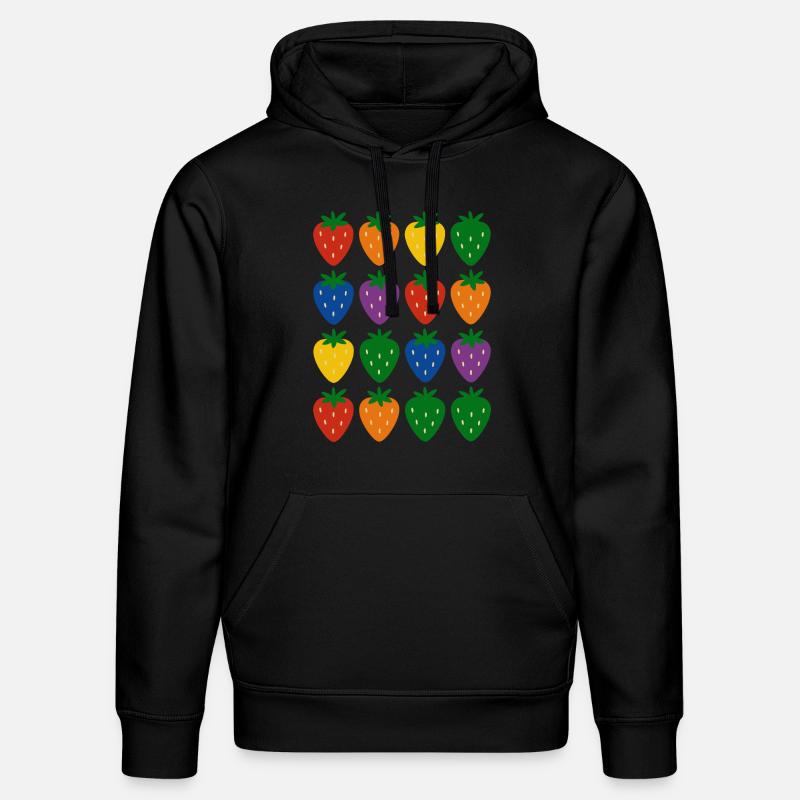 Buntes Regenbogen-Erdbeermuster - Stanley/Stella Unisex Bio-Hoodie DRUMMER  - Schwarz