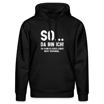Da bin ich! Ich kann es Euch leider nicht ersparen - Stanley/Stella Unisex Bio-Hoodie DRUMMER  - Schwarz - Vorne - Marisol (170cm) & Nik (191cm)