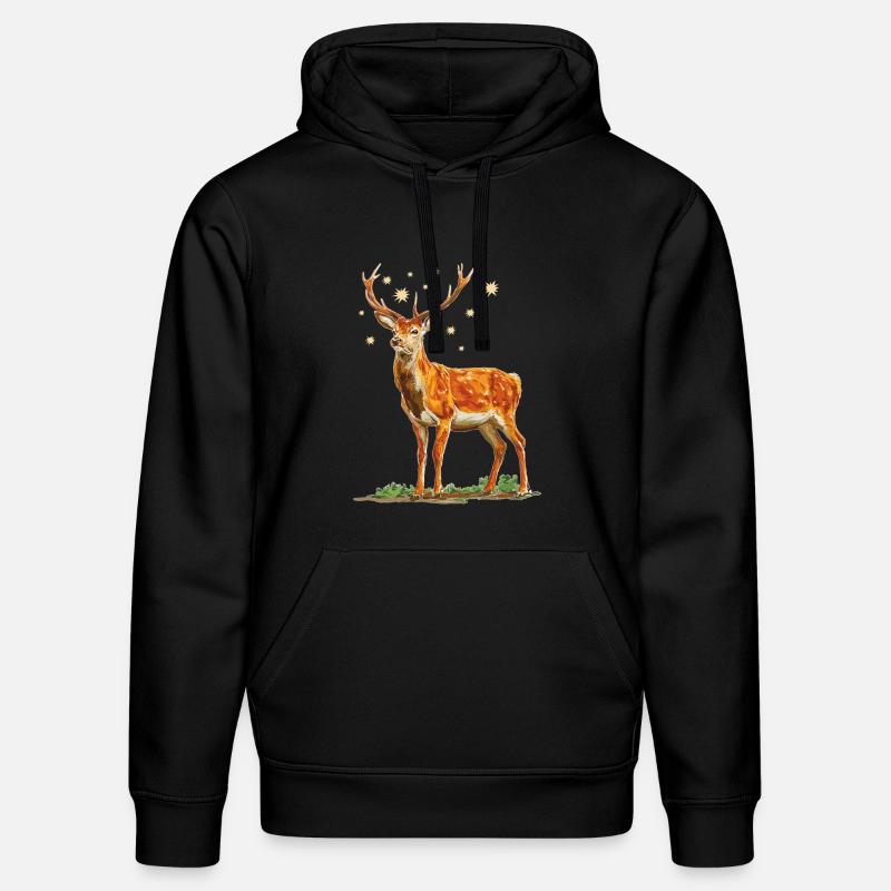 Cerf avec des étoiles - Sweat à capuche bio DRUMMER Stanley/Stella Unisexe - noir