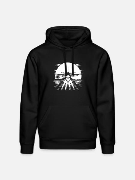 Airplane Drawing - Stanley/Stella DRUMMER Unisex Organic Hoodie - black