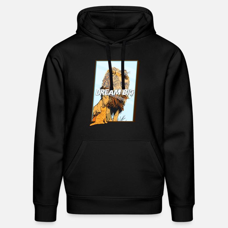 Dream Big Katze Löwe - Stanley/Stella Unisex Bio-Hoodie DRUMMER  - Schwarz