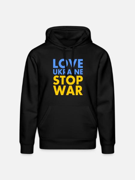 Love ukraine stop war - Stanley/Stella DRUMMER Unisex Organic Hoodie - black