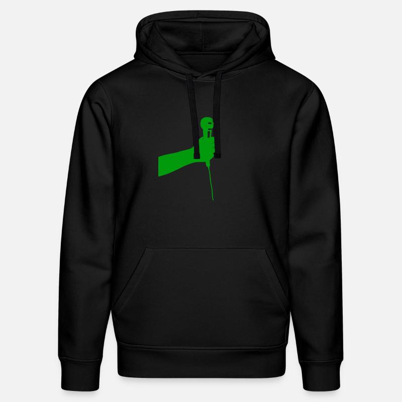 microphone (vert) - Sweat à capuche bio DRUMMER Stanley/Stella Unisexe - noir