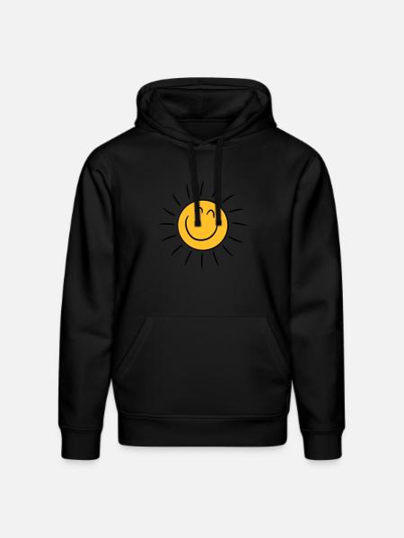 Smiling happy Sun - Stanley/Stella DRUMMER Unisex Organic Hoodie - black