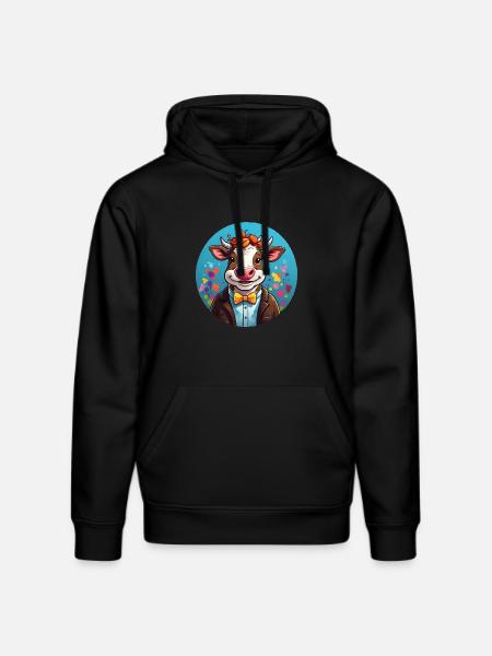 Funny Cow Comic - Stanley/Stella DRUMMER Unisex Organic Hoodie - black