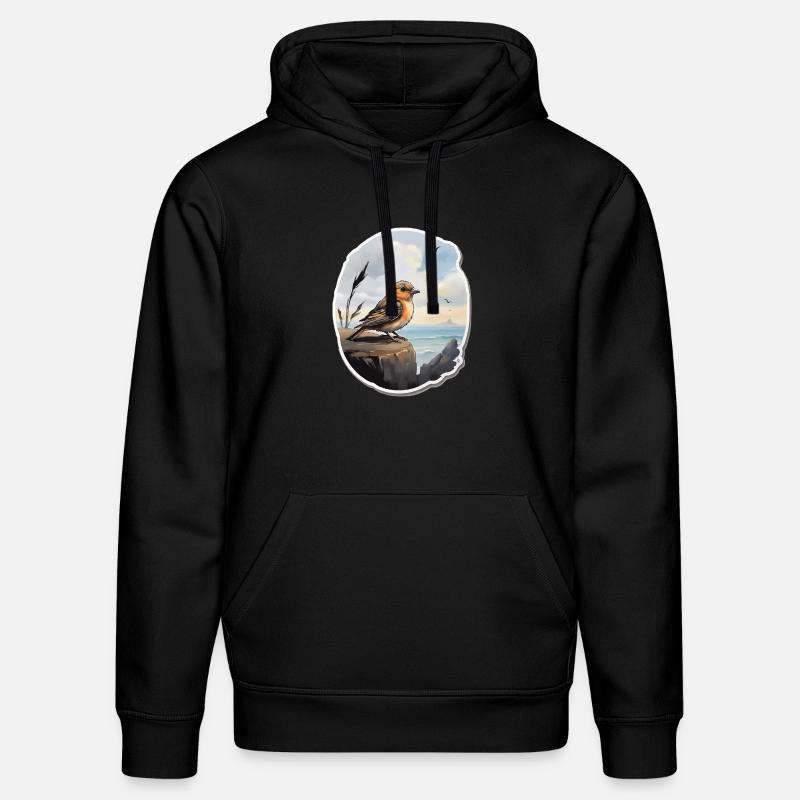 Landschaft Gemälde mit Vogel - Stanley/Stella Unisex Bio-Hoodie DRUMMER  - Schwarz