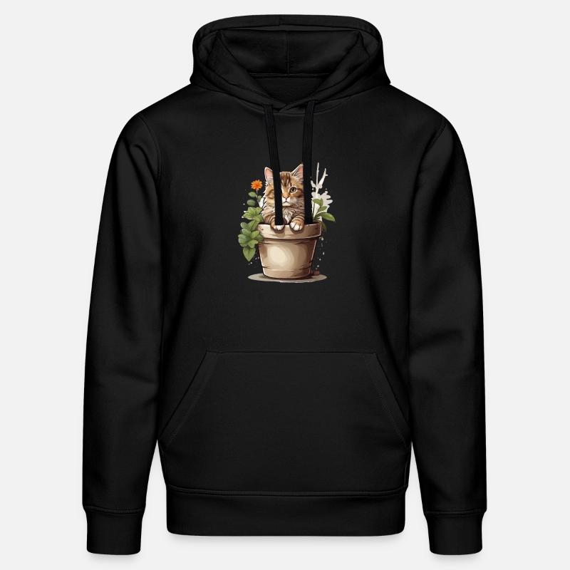 Fleur de chat mignonne - Sweat à capuche bio DRUMMER Stanley/Stella Unisexe - noir