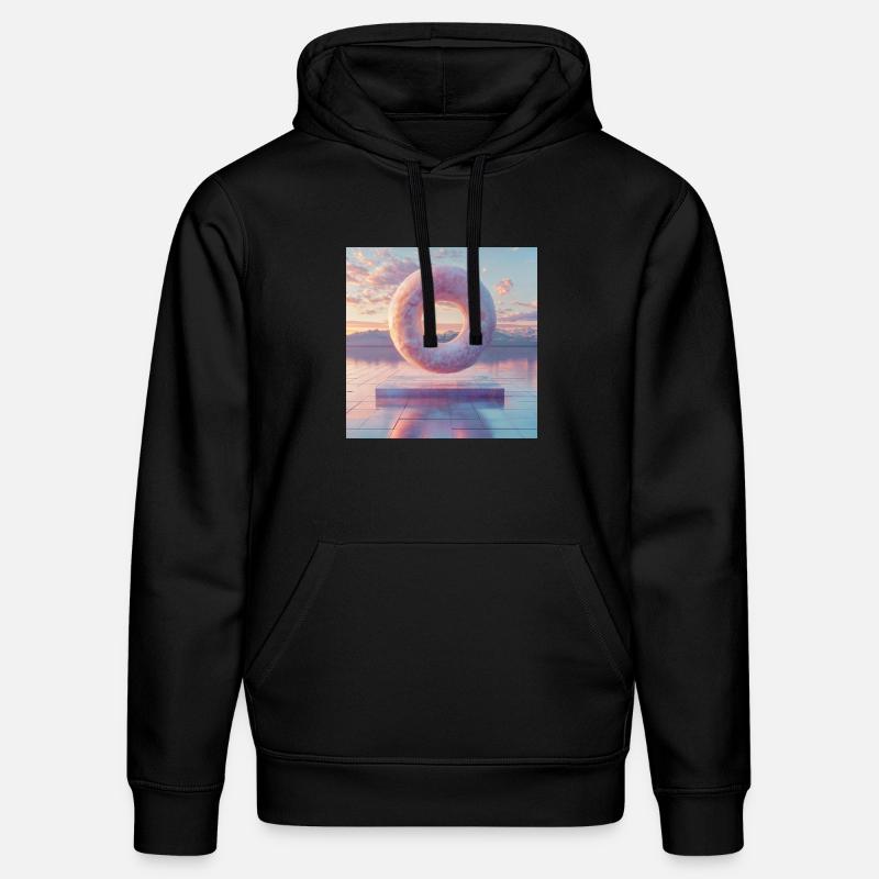 3D schwebender Donut - Stanley/Stella Unisex Bio-Hoodie DRUMMER  - Schwarz
