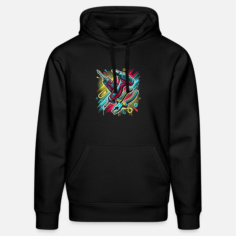 Outil d’artisan - Sweat à capuche bio DRUMMER Stanley/Stella Unisexe - noir