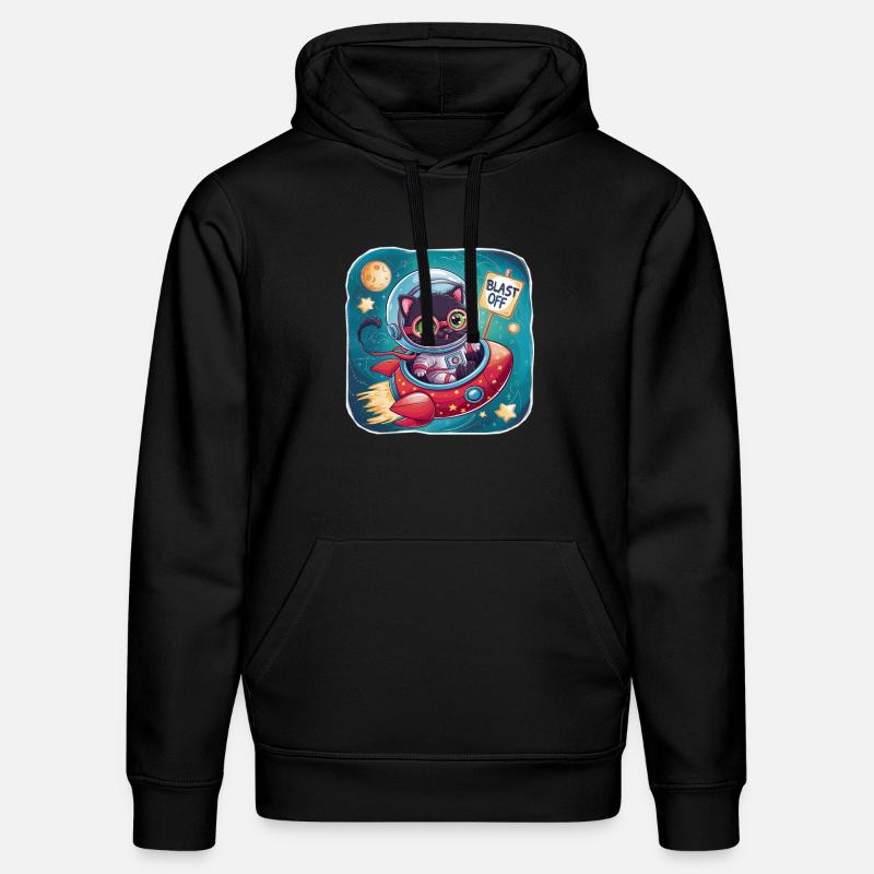 Cat Astronaut - expédition spatiale - Sweat à capuche bio DRUMMER Stanley/Stella Unisexe - noir