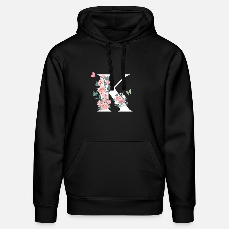 Lettre k fleurs rose - Sweat à capuche bio DRUMMER Stanley/Stella Unisexe - noir