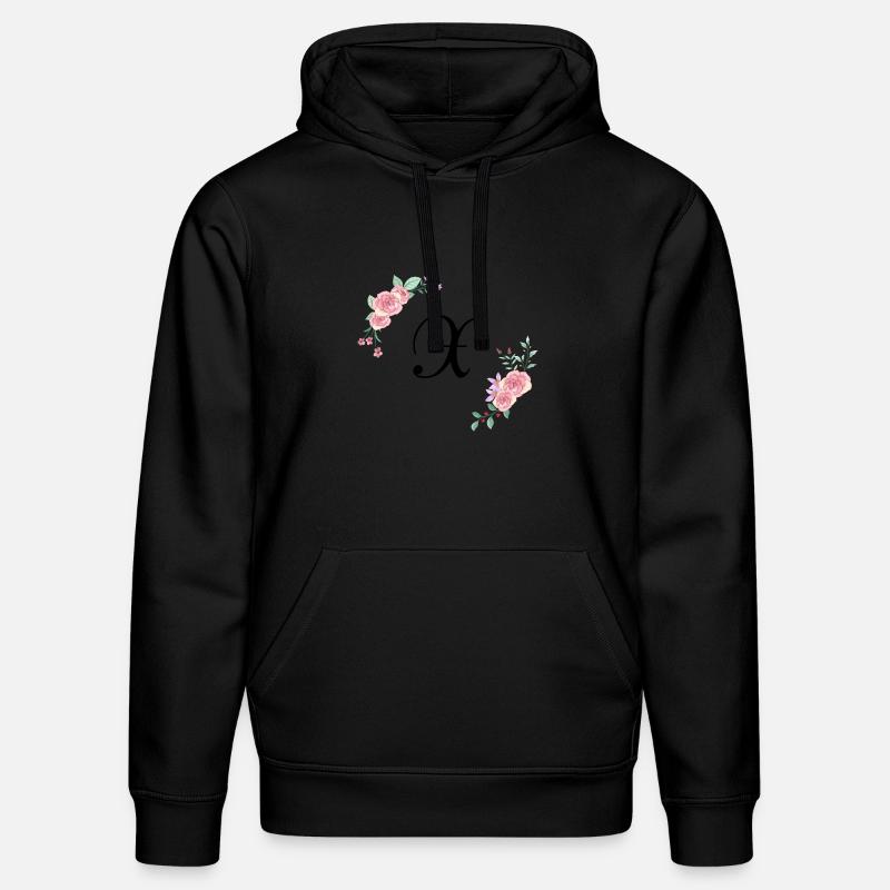 Lettre x florale rose - Sweat à capuche bio DRUMMER Stanley/Stella Unisexe - noir