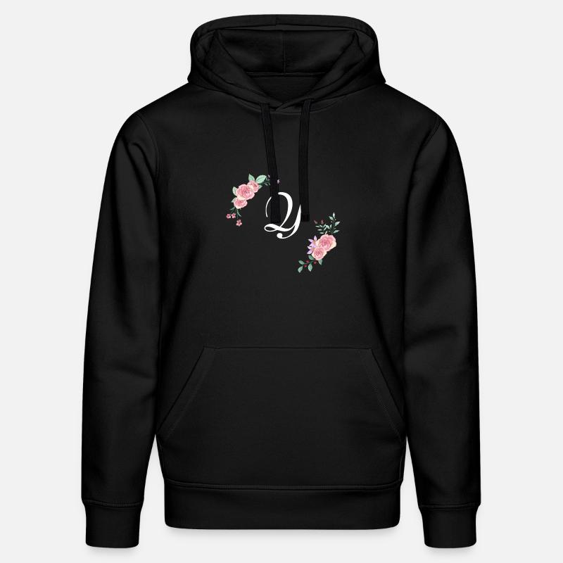Lettre y florale rose - Sweat à capuche bio DRUMMER Stanley/Stella Unisexe - noir