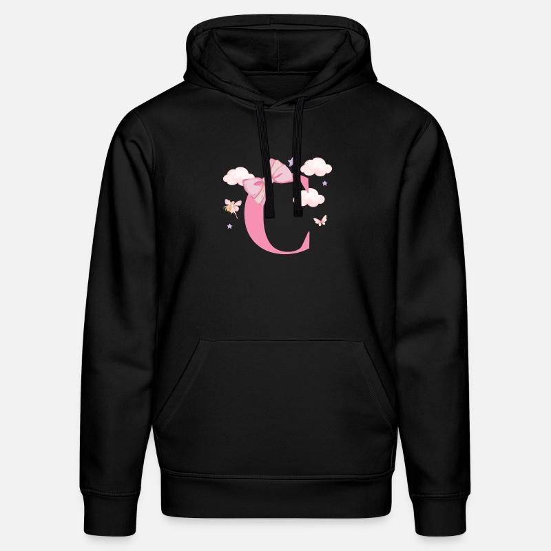 Lettre c rose nuages - Sweat à capuche bio DRUMMER Stanley/Stella Unisexe - noir