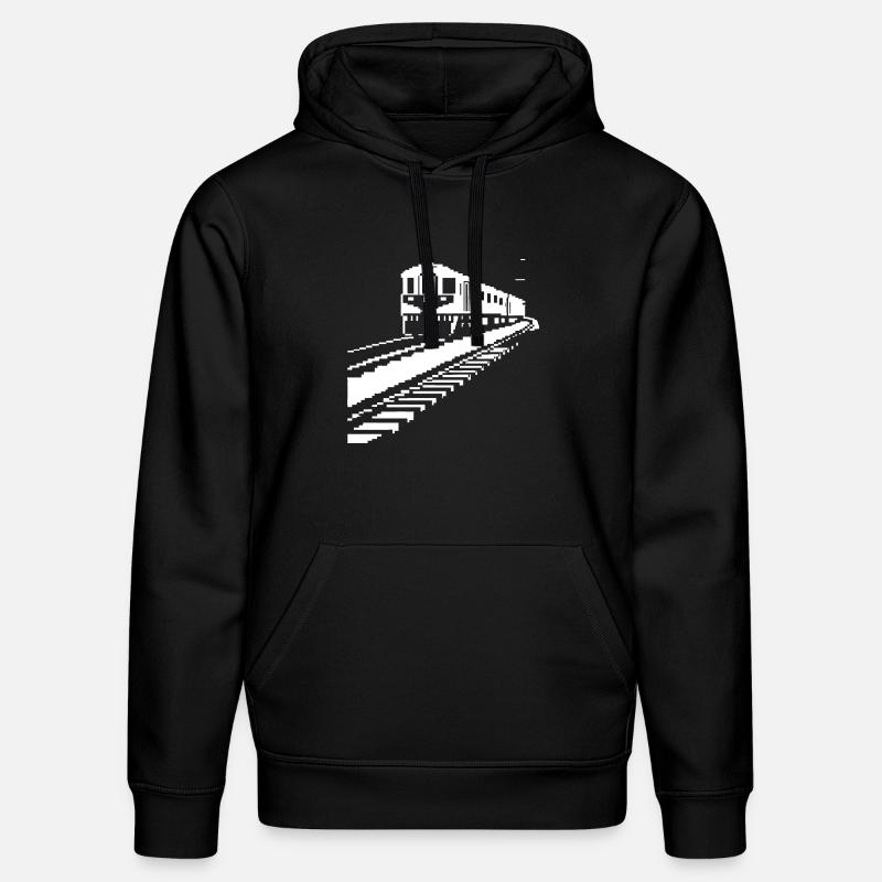 Chemin de fer Pixel Art - Sweat à capuche bio DRUMMER Stanley/Stella Unisexe - noir