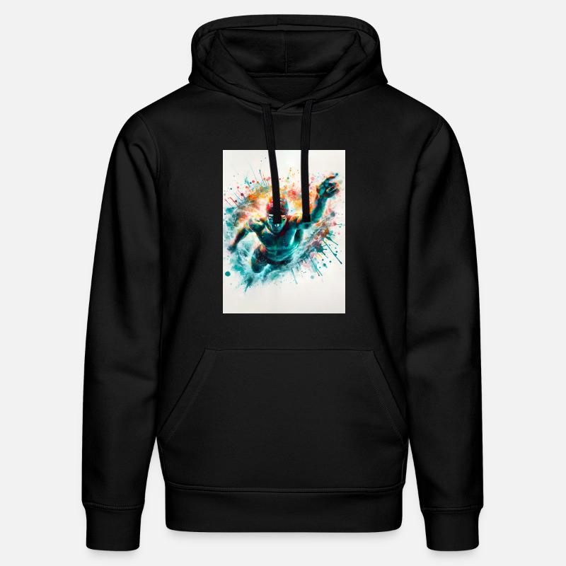 Nageur à l’aquarelle - Sweat à capuche bio DRUMMER Stanley/Stella Unisexe - noir