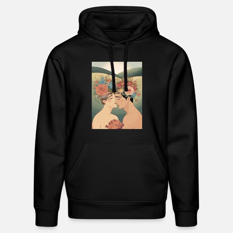 Les amoureux et les fleurs - Sweat à capuche bio DRUMMER Stanley/Stella Unisexe - noir