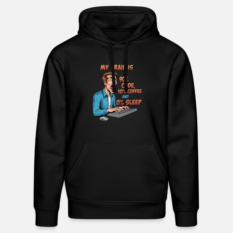 0% Schlaf: Code & Kaffee Power! - Stanley/Stella Unisex Bio-Hoodie DRUMMER  - Schwarz