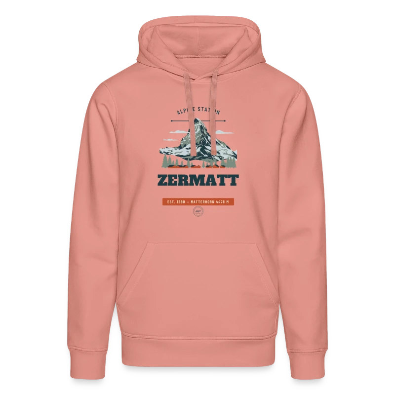Zermatt badge on a stanley/stella drummer unisex organic hoodie