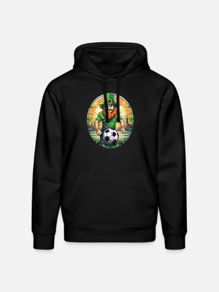 St. Patrick's Day Shamrock Football - Stanley/Stella DRUMMER Unisex Organic Hoodie - black