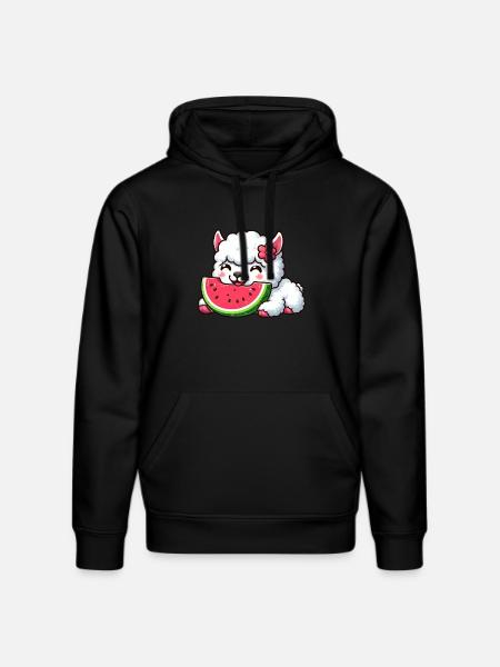 Llama Alpaca Watermelon Cartoon Summer - Stanley/Stella DRUMMER Unisex Organic Hoodie - black