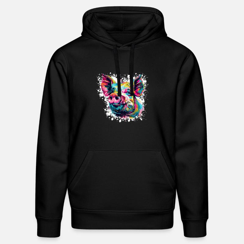 Pop-Art Schwein Kopf Farbexplosion - Stanley/Stella Unisex Bio-Hoodie DRUMMER - Schwarz