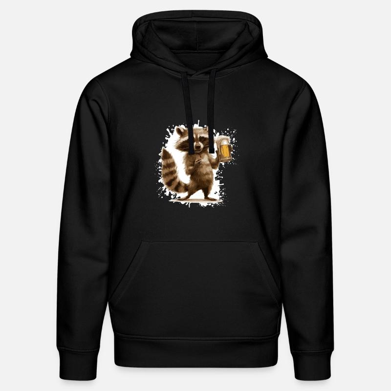 Raccoon Bière Drôle - Sweat à capuche bio DRUMMER Stanley/Stella Unisexe - noir
