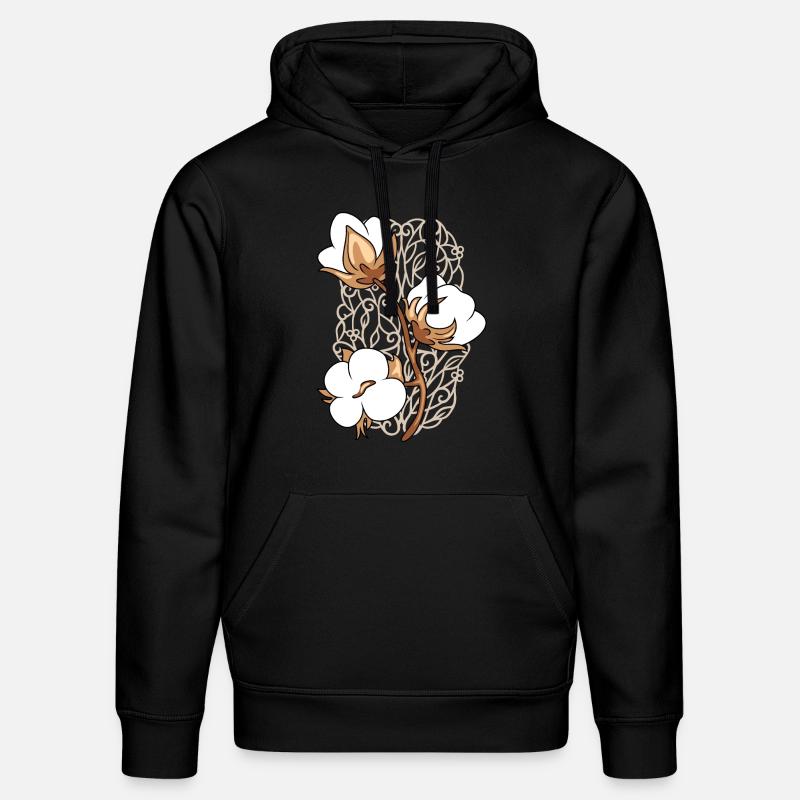Ornamentelement mit blühendem Baumwollzweig - Stanley/Stella Unisex Bio-Hoodie DRUMMER - Schwarz
