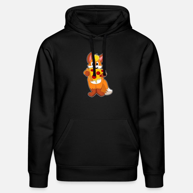 Fuchs mit Pizza - Stanley/Stella Unisex Bio-Hoodie DRUMMER  - Schwarz