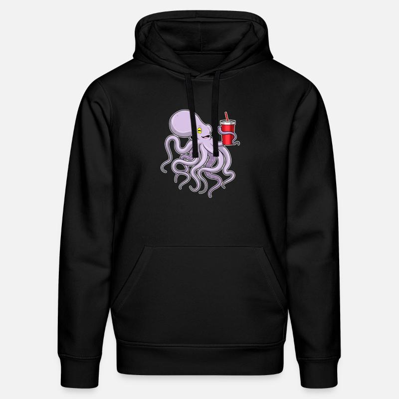 Krake mit Trinkbecher - Stanley/Stella Unisex Bio-Hoodie DRUMMER - Schwarz