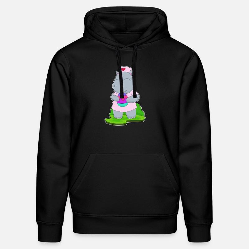 Hippopotame Infirmière de Pâques - Sweat à capuche bio DRUMMER Stanley/Stella Unisexe - noir