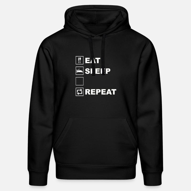 Disposition des icônes Eat Sleep Repeat - Sweat à capuche bio DRUMMER Stanley/Stella Unisexe - noir