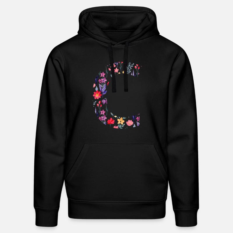 Personalisierter Blumenbuchstabe c - Geschenkidee - Stanley/Stella Unisex Bio-Hoodie DRUMMER  - Schwarz