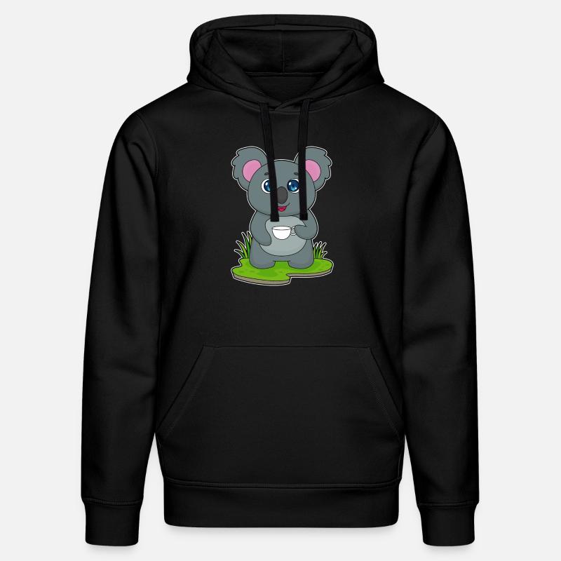 Koala mit Kaffeetasse - Stanley/Stella Unisex Bio-Hoodie DRUMMER  - Schwarz