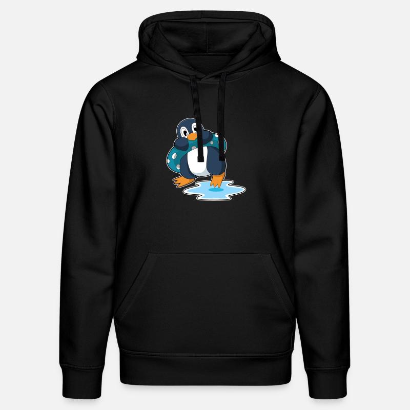 Pinguin mit Schwimmring - Stanley/Stella Unisex Bio-Hoodie DRUMMER  - Schwarz