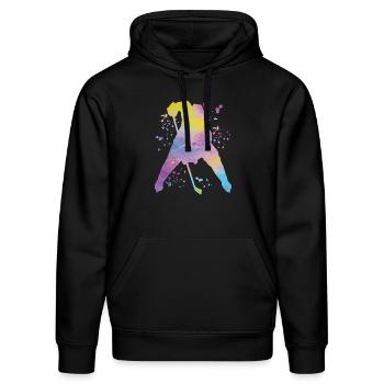 Eishockeyspieler Jungen Eishockey - Stanley/Stella Unisex Bio-Hoodie DRUMMER  - Schwarz - Vorne - Marisol (170cm) & Nik (191cm)