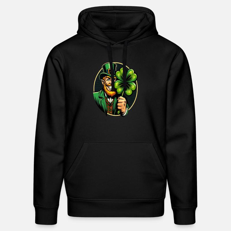 Lutin Shamrock (Leprechaun irlandais) - Sweat à capuche bio DRUMMER Stanley/Stella Unisexe - noir