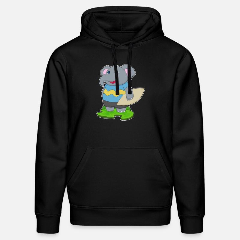 Elefant surfer surfebrett - Stanley/Stella DRUMMER økologisk unisex-hettegenser - svart