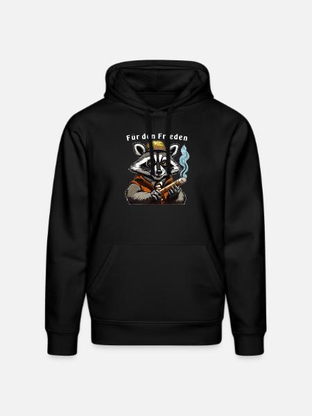 RACCOON JOINT FOR PEACE - Stanley/Stella DRUMMER Unisex Organic Hoodie - black