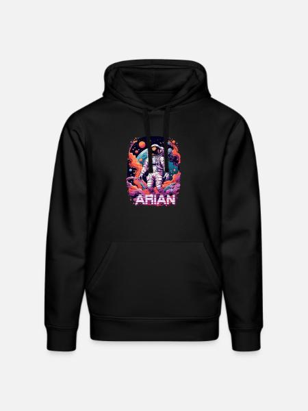 ARIAN - Vackert pojknamn med cool astronaut - Ekologisk luvtröja DRUMMER unisex från Stanley/Stella - svart